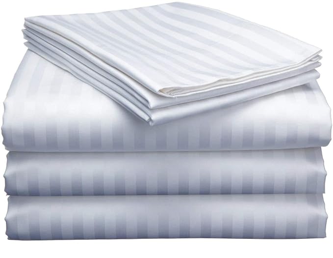 Breathable & Cooling Sheets Single Size White Stripe